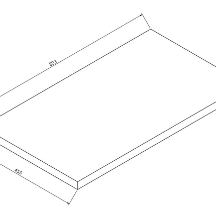 Wiesbaden Alvara topblad 80 x 46 cm mat zwart - technische tekening | Schwertz & Co