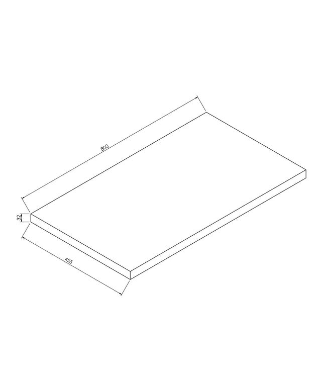 Wiesbaden Alvara topblad 80 x 46 cm donker eiken - technische tekening | Schwertz & Co