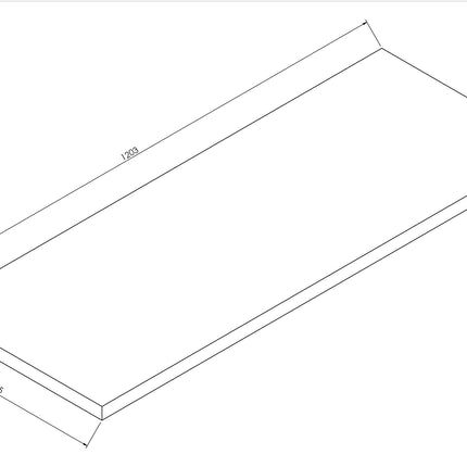 Wiesbaden Alvara topblad 120 x 46 cm grijs eiken - technische tekening | Schwertz & Co