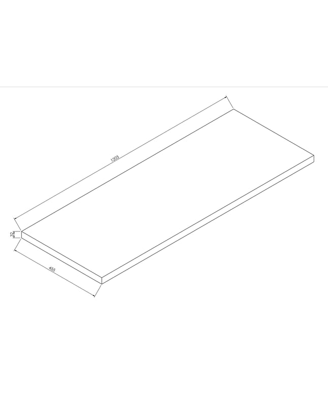 Wiesbaden Alvara topblad 120 x 46 cm donker eiken - technische tekening | Schwertz & Co