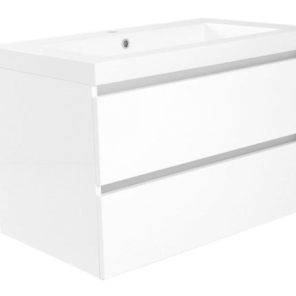 Wiesbaden Vision wastafel met 1 kraangat kunstmarmer glans wit 80 x 46 cm - detailfoto | Schwertz & Co