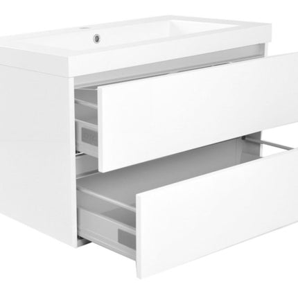 Wiesbaden Vision wastafel met 1 kraangat kunstmarmer glans wit 80 x 46 cm - sfeerfoto | Schwertz & Co