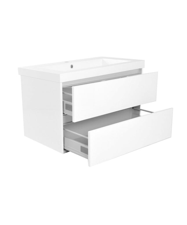 Wiesbaden Vision wastafel met 1 kraangat kunstmarmer glans wit 80 x 46 cm - sfeerfoto | Schwertz & Co