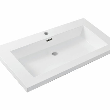 Wiesbaden Vision wastafel met 1 kraangat kunstmarmer glans wit 80 x 46 cm | Schwertz & Co