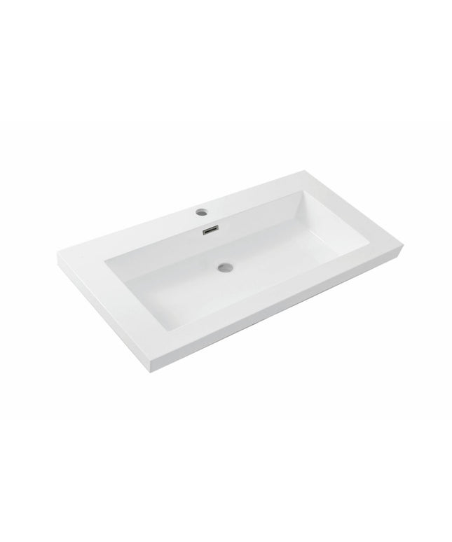 Wiesbaden Vision wastafel met 1 kraangat kunstmarmer glans wit 80 x 46 cm | Schwertz & Co