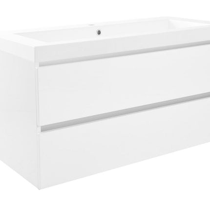 Wiesbaden Vision kunstmarmer wastafel 100 cm glans wit - sfeerfoto | Schwertz & Co
