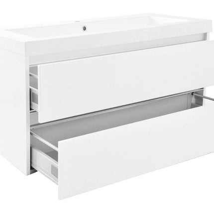 Wiesbaden Vision kunstmarmer wastafel 100 cm glans wit - detailfoto overloop | Schwertz & Co