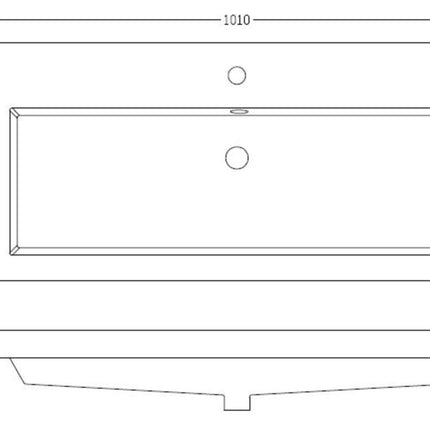 Wiesbaden Vision kunstmarmer wastafel 100 cm glans wit - technische tekening | Schwertz & Co