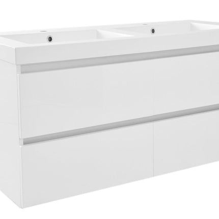 Wiesbaden Vision dubbele wastafel kunstmarmer glans wit - detailfoto | Schwertz & Co