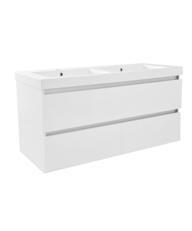 Wiesbaden Vision dubbele wastafel kunstmarmer glans wit - detailfoto | Schwertz & Co