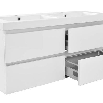 Wiesbaden Vision dubbele wastafel kunstmarmer glans wit - sfeerfoto | Schwertz & Co