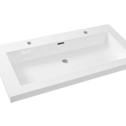 Wiesbaden Vision kunstmarmer wastafel 100 cm 2 kraangaten glans wit | Schwertz & Co