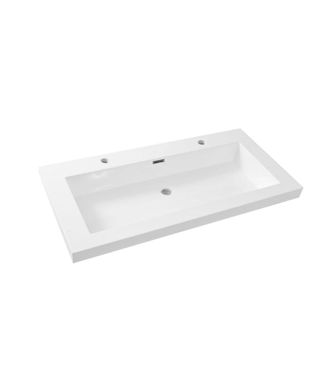 Wiesbaden Vision kunstmarmer wastafel 100 cm 2 kraangaten glans wit | Schwertz & Co