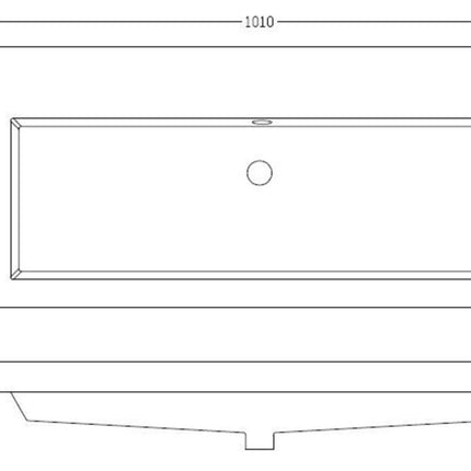 Wiesbaden Vision kunstmarmer wastafel zonder kraangat 100 cm glans wit - technische tekening | Schwertz & Co