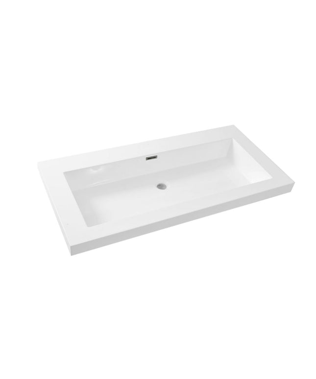 Wiesbaden Vision kunstmarmer wastafel zonder kraangat 100 cm glans wit | Schwertz & Co