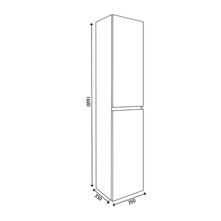 Wiesbaden Vision kolomkast glans wit - technische tekening maatvoering | Schwertz & Co