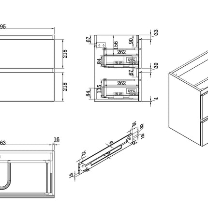 Wiesbaden Shall wastafelonderkast 80 x 36 cm glans wit - technische tekening | Schwertz & Co