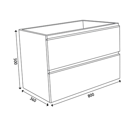 Wiesbaden Shall wastafelonderkast 80 x 36 cm grafietgrijs - technische tekening | Schwertz & Co