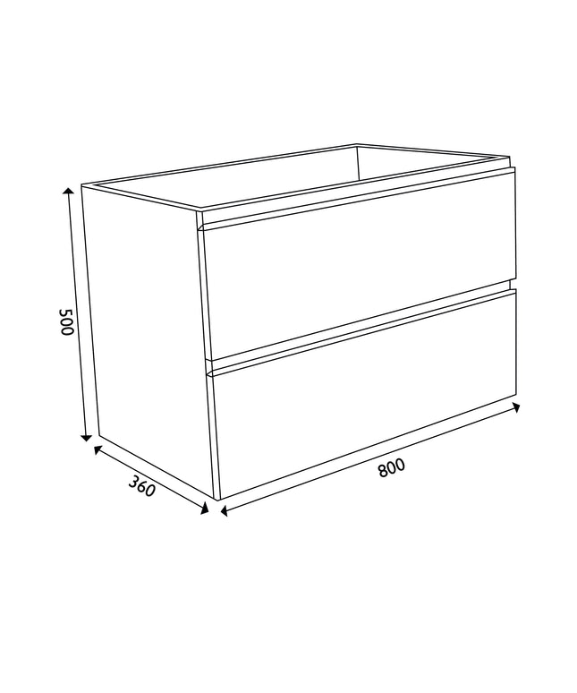Wiesbaden Shall wastafelonderkast 80 x 36 cm grafietgrijs - technische tekening | Schwertz & Co