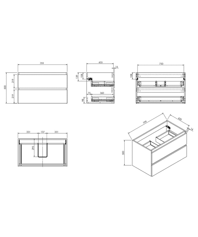 Wiesbaden Alvara onderkast 80 x 46 cm cashmere - technische tekening | Schwertz & Co