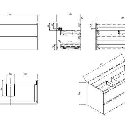 Wiesbaden Alvara onderkast mat wit - technische tekening | Schwertz & Co