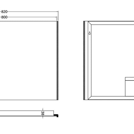 Wiesbaden Duo badkamerspiegel LED 80 x 60 cm - technische tekening | Schwertz & Co