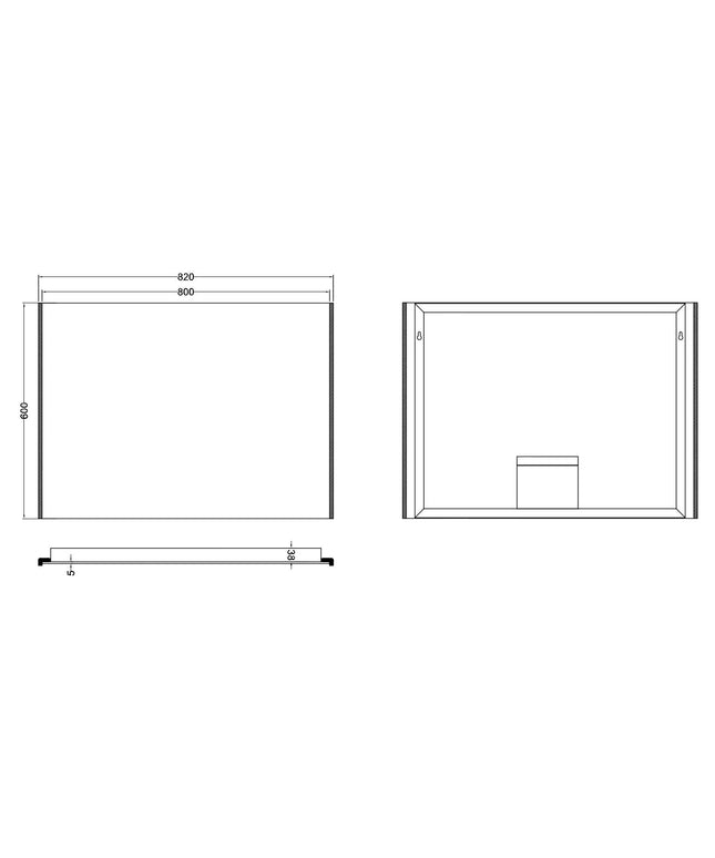 Wiesbaden Duo badkamerspiegel LED 80 x 60 cm - technische tekening | Schwertz & Co