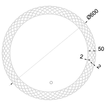 Wiesbaden Deco LED badkamerspiegel rond 60 cm - technische tekening | Schwertz & Co