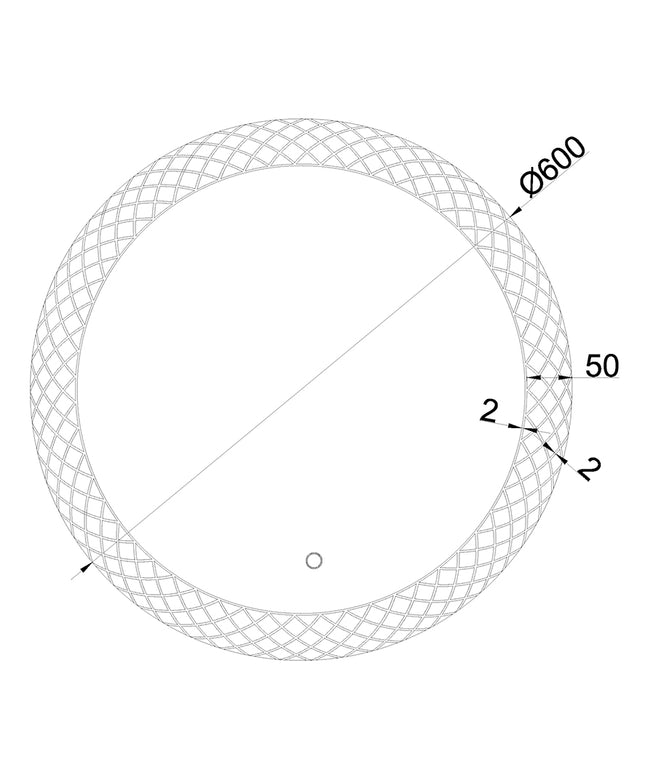 Wiesbaden Deco LED badkamerspiegel rond 60 cm - technische tekening | Schwertz & Co