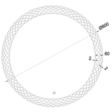 Wiesbaden Deco ronde badkamerspiegel met LED 80 cm - technische tekening | Schwertz & Co