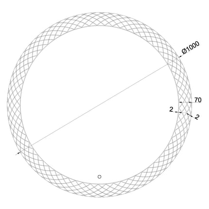 Wiesbaden Deco badkamerspiegel rond 100 cm met LED - technische tekening | Schwertz & Co