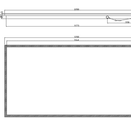 Wiesbaden Quatro badkamerspiegel met LED 120 x 60 cm - technische tekening | Schwertz & Co