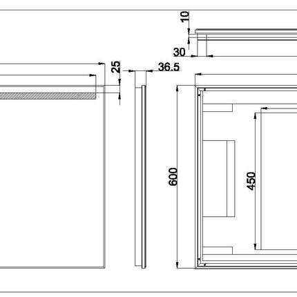 Wiesbaden Ambi One LED badkamerspiegel 120 x 60 cm - technische tekening | Schwertz & Co