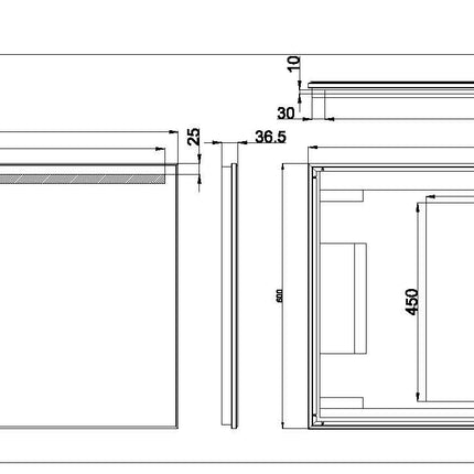 Wiesbaden Ambi One LED spiegel 140 x 60 cm - technische tekening | Schwertz & Co