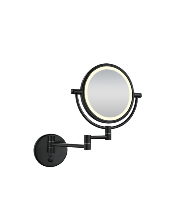 Wiesbaden wandscheerspiegel LED 20 cm mat zwart | Schwertz & Co