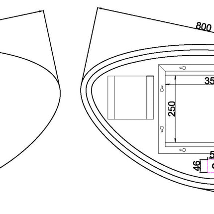 Wiesbaden Uovo badkamerspiegel ovaal 80 cm met LED - technische tekening | Schwertz & Co