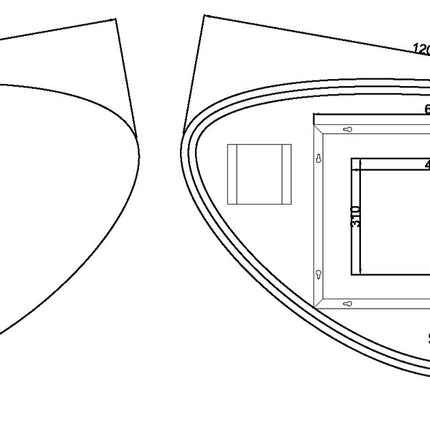 Wiesbaden Uovo badkamerspiegel ovaal met LED - technische tekening | Schwertz & Co