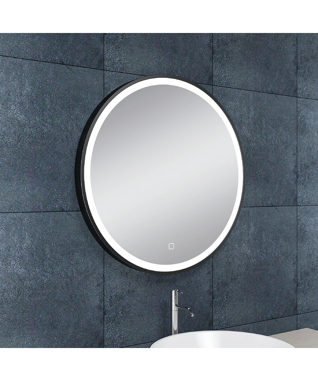 Wiesbaden Maro LED spiegel rond 60 cm mat zwart | Schwertz & Co