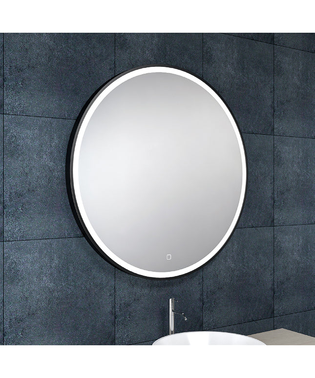 Wiesbaden Maro ronde badkamerspiegel LED 100 cm mat zwart | Schwertz & Co