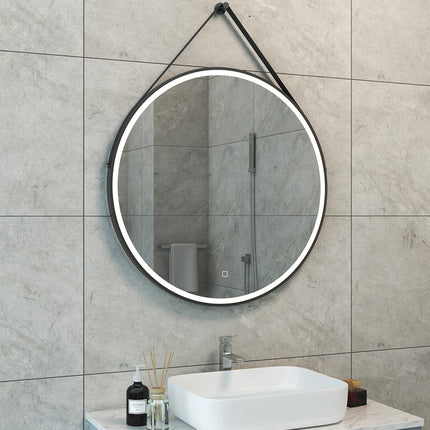 Wiesbaden Cinto badkamerspiegel rond 80 cm mat zwart - sfeerfoto | Schwertz & Co