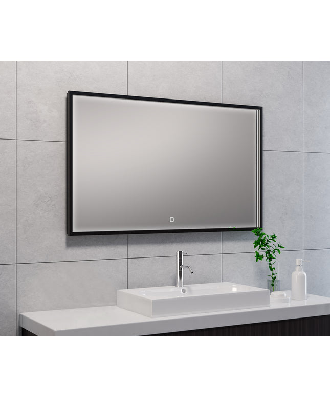 Wiesbaden Avi LED badkamerspiegel 100 x 60 cm mat zwart - detailfoto | Schwertz & Co