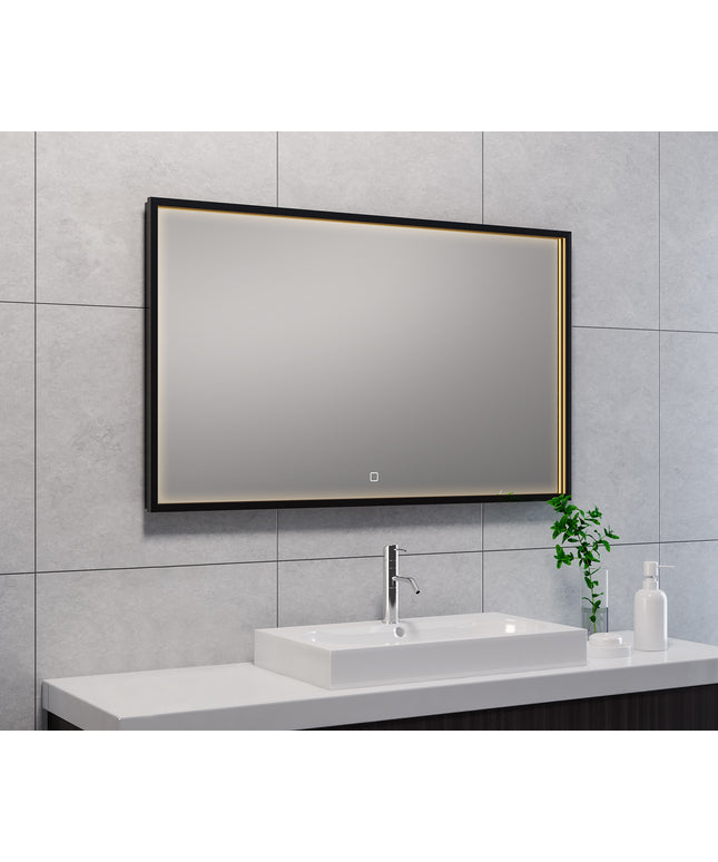 Wiesbaden Avi LED badkamerspiegel 100 x 60 cm mat zwart | Schwertz & Co