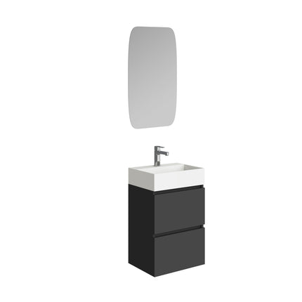 Xellanz Mini badmeubelset 45 cm met spiegel mat zwart | Schwertz & Co