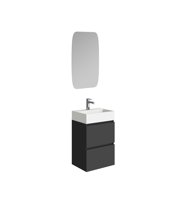 Xellanz Mini badmeubelset 45 cm met spiegel mat zwart | Schwertz & Co