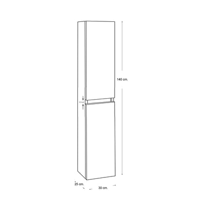 Xellanz Sephia kolomkast 140 x 30 x 25 cm nature - technische tekening | Schwertz & Co