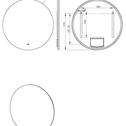 Xellanz - Badkamerspiegel - Giro spiegel rond met LED, dimbaar 80 cm - technische tekening