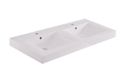 Xellanz Tigris dubbele wastafel 120 x 46 x 8 cm kunstmarmer glans wit | Schwertz & Co