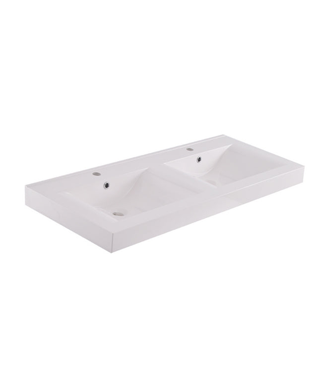 Xellanz Tigris dubbele wastafel 120 x 46 x 8 cm kunstmarmer glans wit | Schwertz & Co
