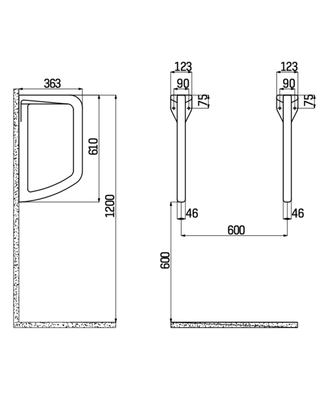 Creavit urinoir scheidingswand – wit