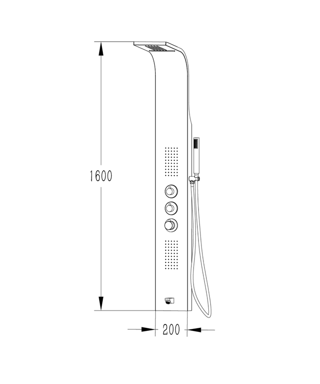 ALONI douchepaneel – wit – thermostatisch met hand- en hoofddouche